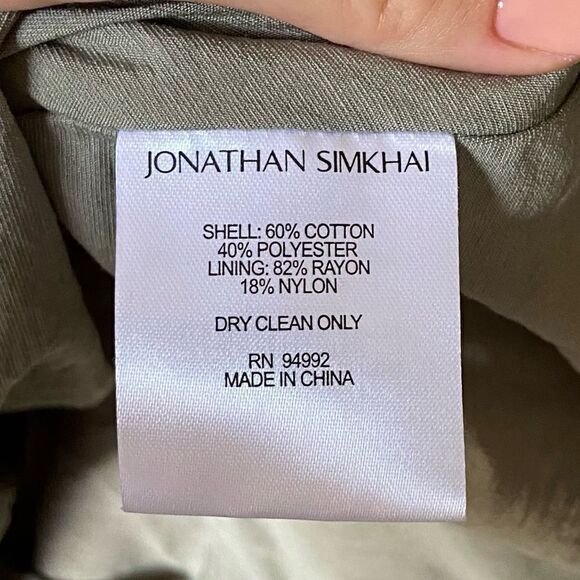 NWT Jonathan Simkhai Alex Midi Green Shirt Dress Poplin Cut Out Size XL - Picture 13 of 15